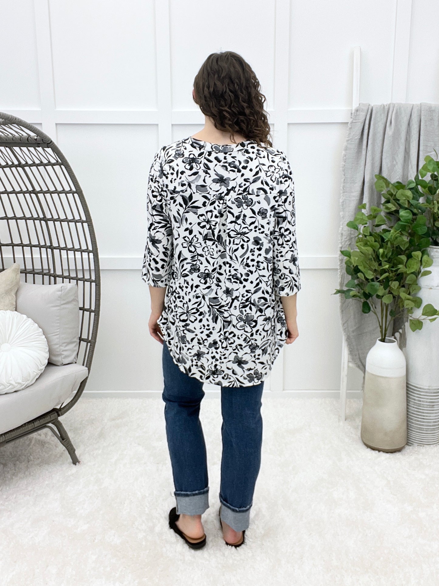 Morning Meadow Top - White Floral