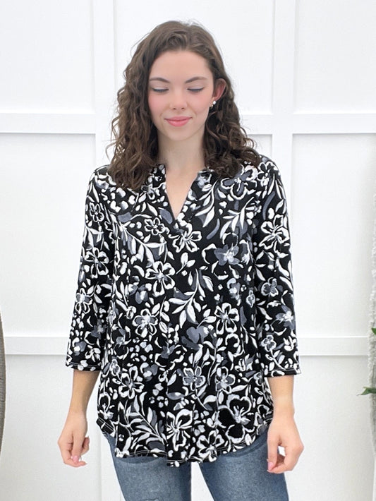 Midnight Garden Top - Black Floral