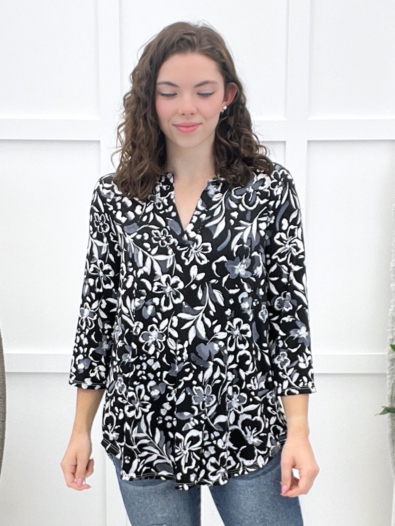 Midnight Garden Top - Black Floral