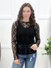 Elegant Whispers Mesh Top - Black