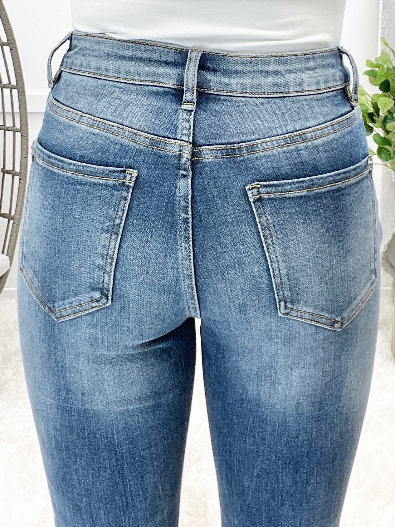 Serelina High Rise Distressed Flare Leg Jeans