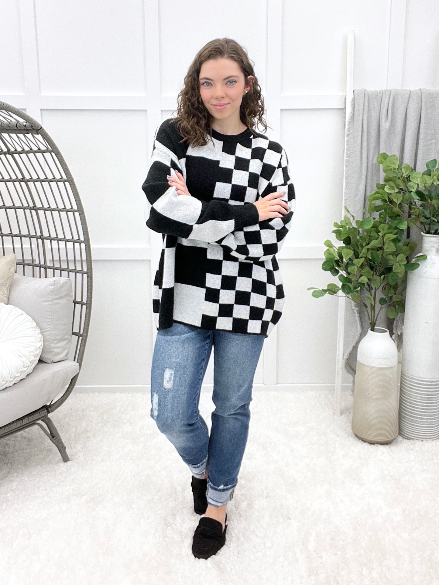 Evening Check Sweater