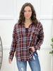 Crossing Paths Plaid Button-up Top - Burgundy