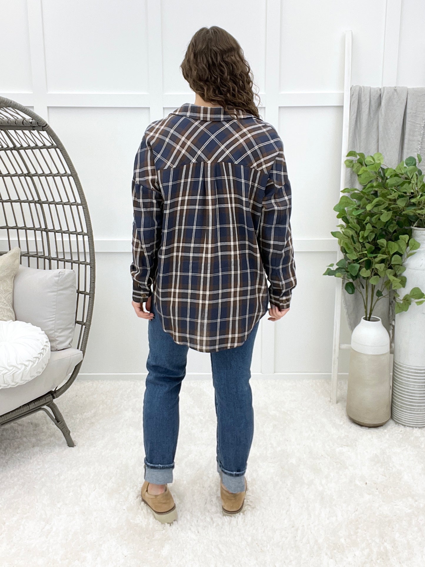 Crossing Paths Button-up Top - Navy