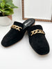Corkys Keepsake Mules - Black Faux Suede