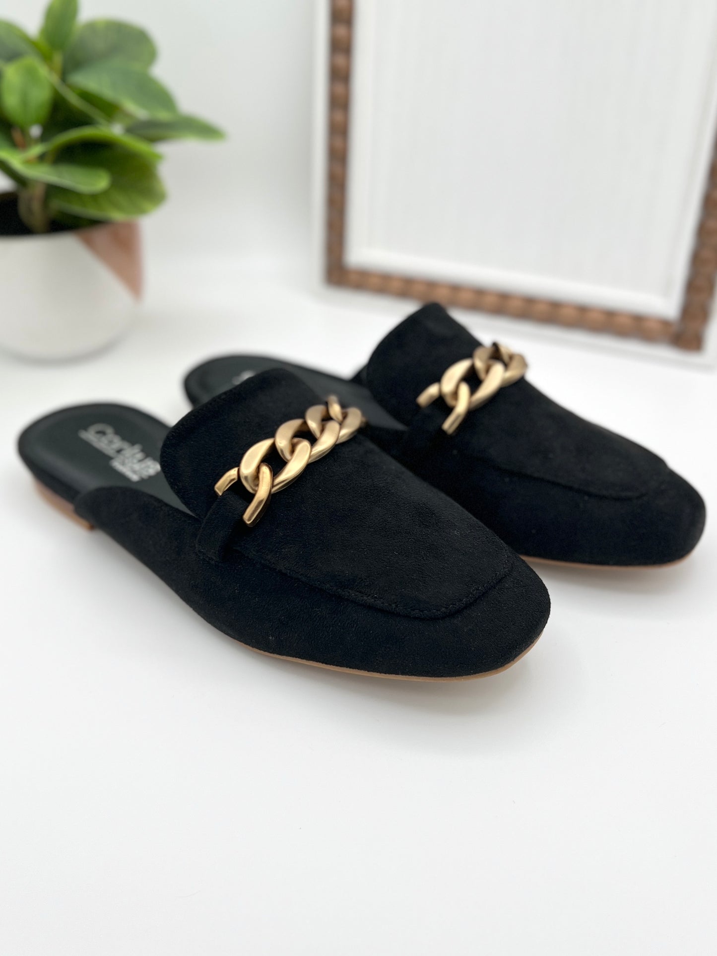 Corkys Keepsake Mules - Black Faux Suede
