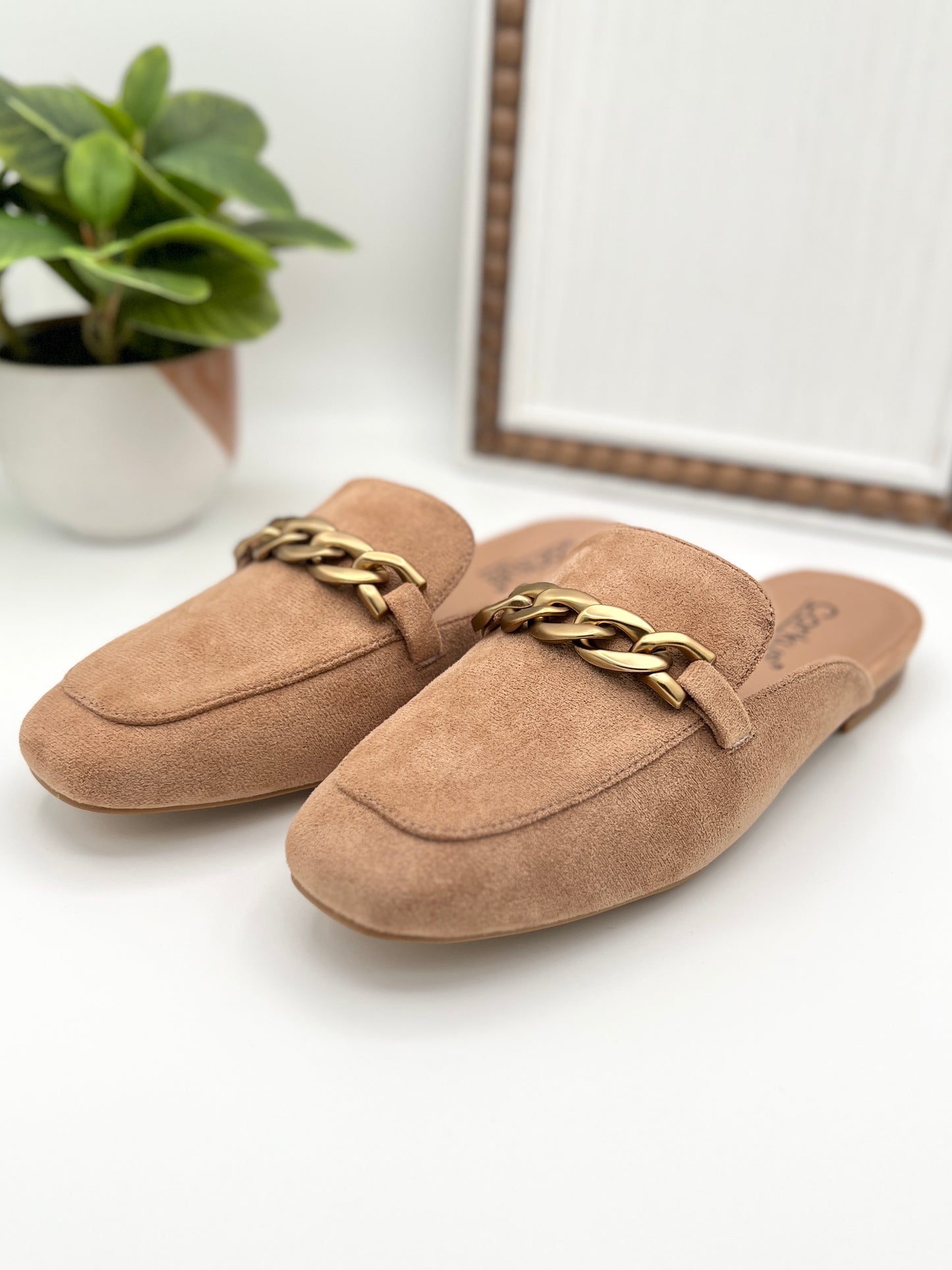 Corkys Keepsake Mules - Camel Faux Suede