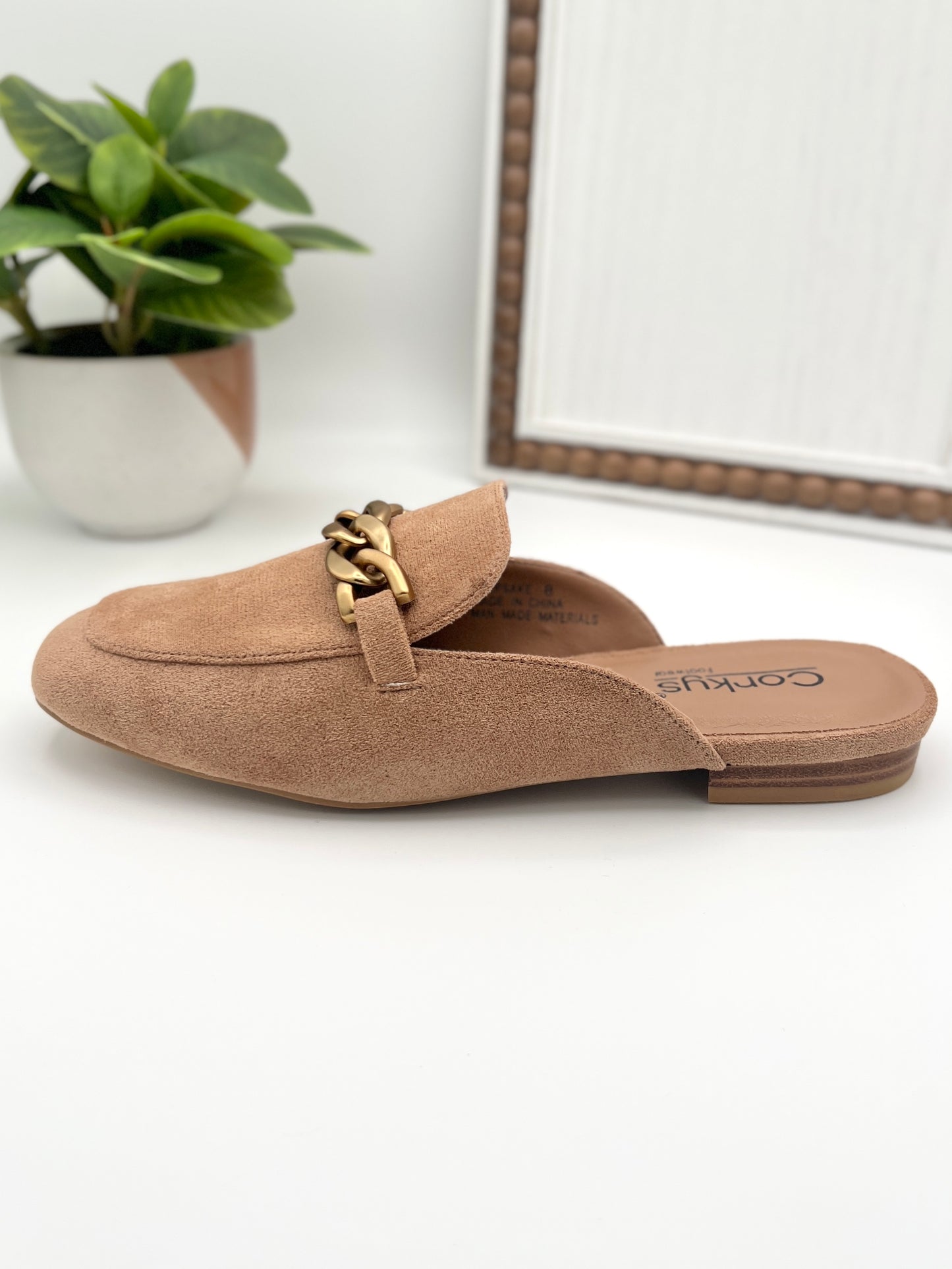 Corkys Keepsake Mules - Camel Faux Suede