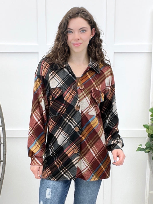 Cabin Cozy Plaid Button-up Top