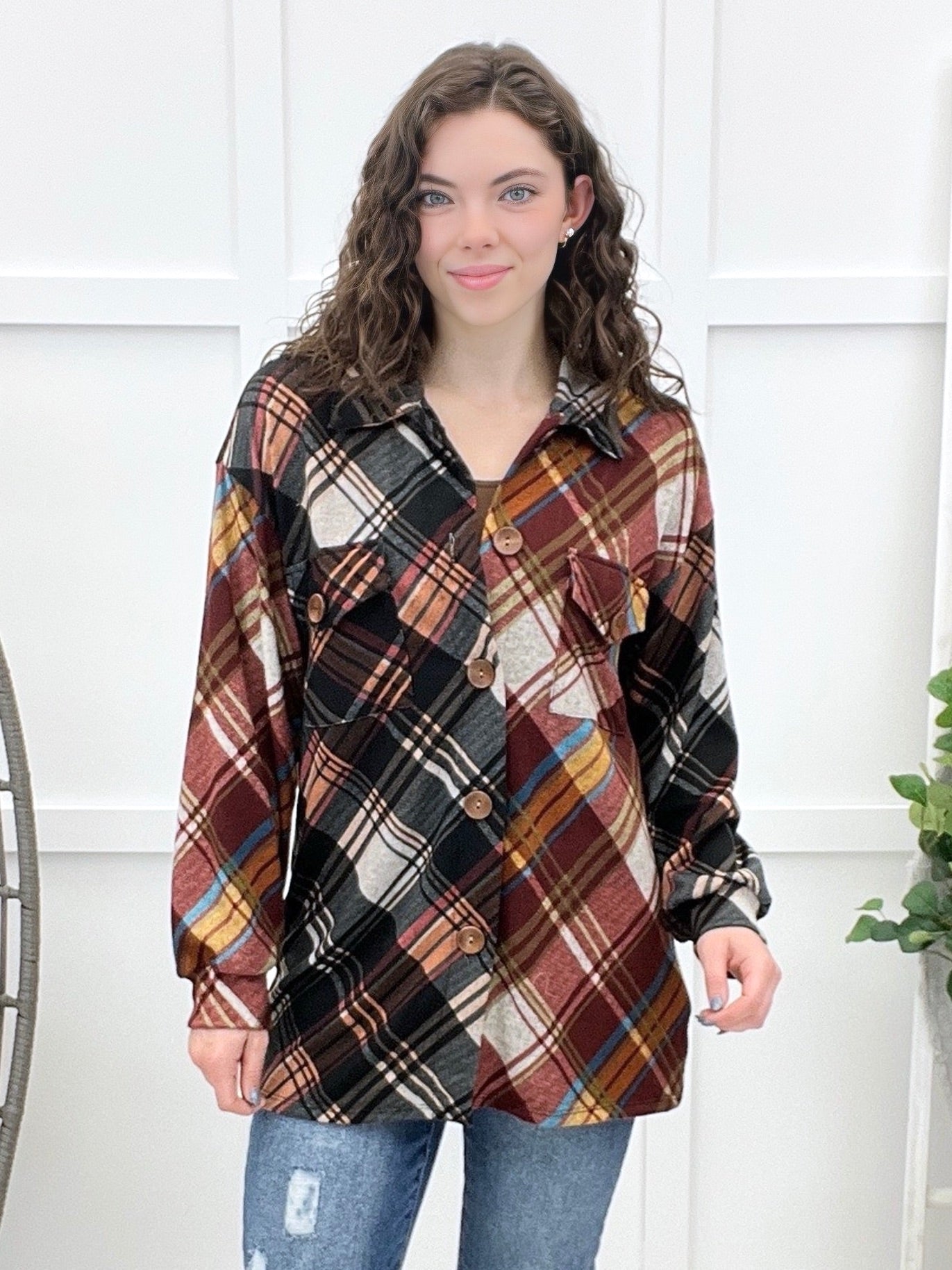 Cabin Cozy Plaid Button-up Top