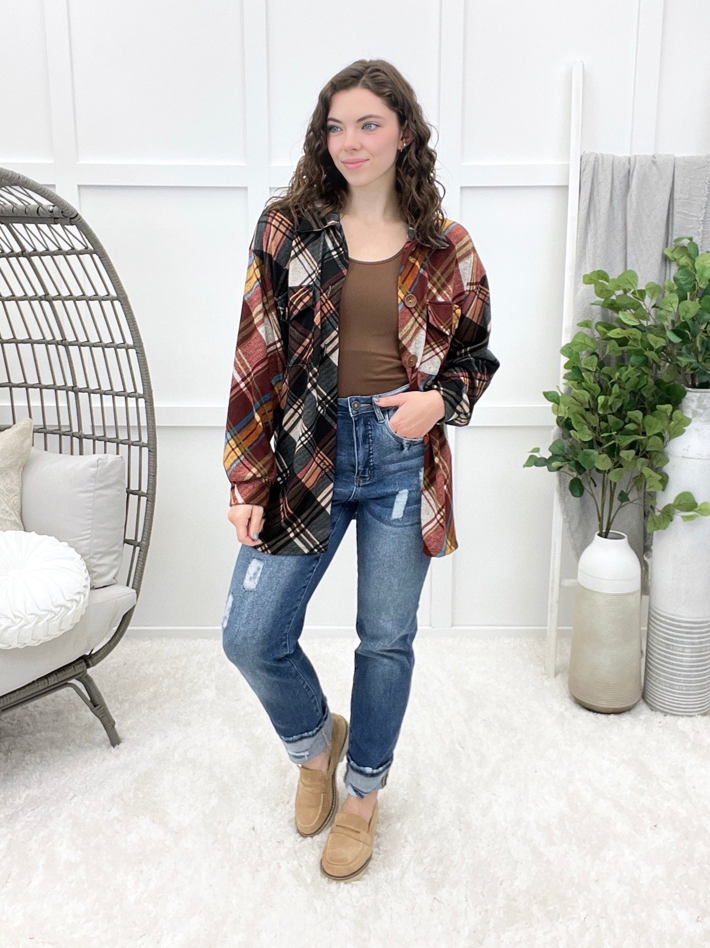 Cabin Cozy Plaid Button-up Top