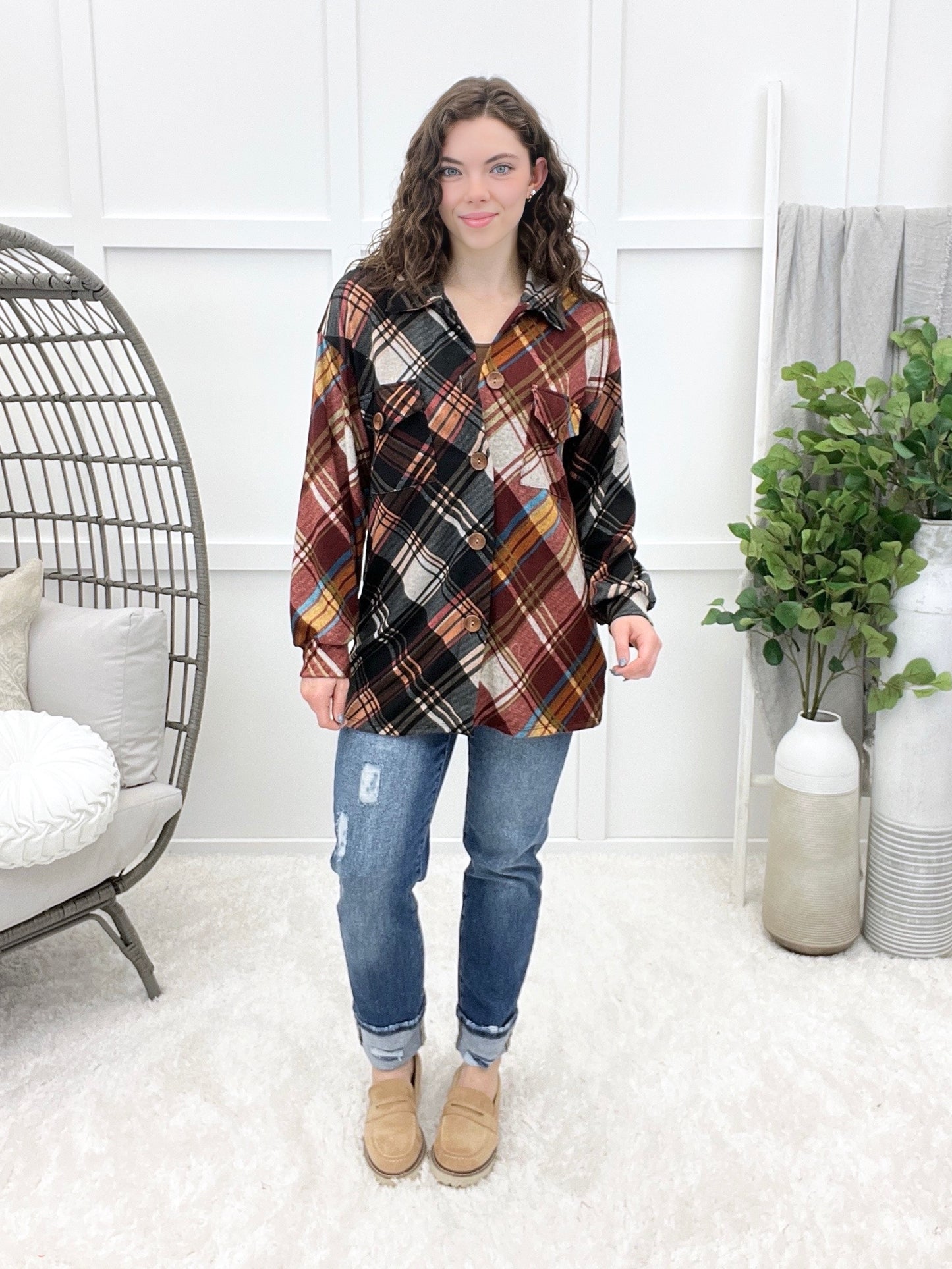 Cabin Cozy Plaid Button-up Top