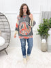 Patchwork Peace Top - Charcoal