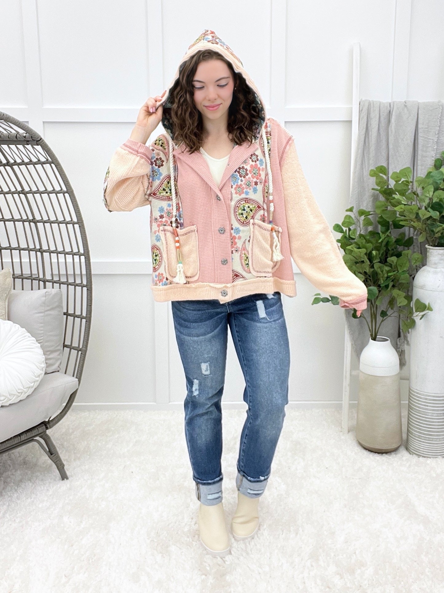 Blush Meadow Hooded Shacket