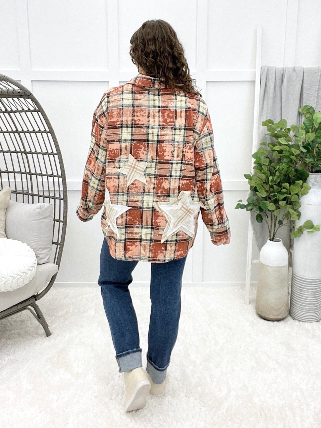 Starry Nights Flannel Button-Up Top
