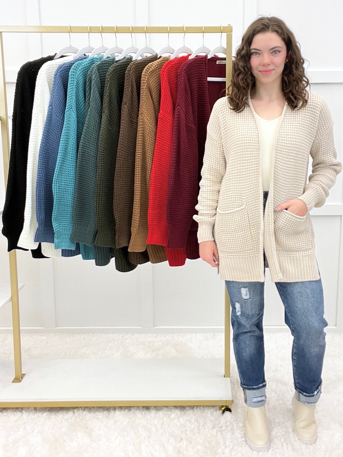 Every Moment Waffle Knit Cardigan