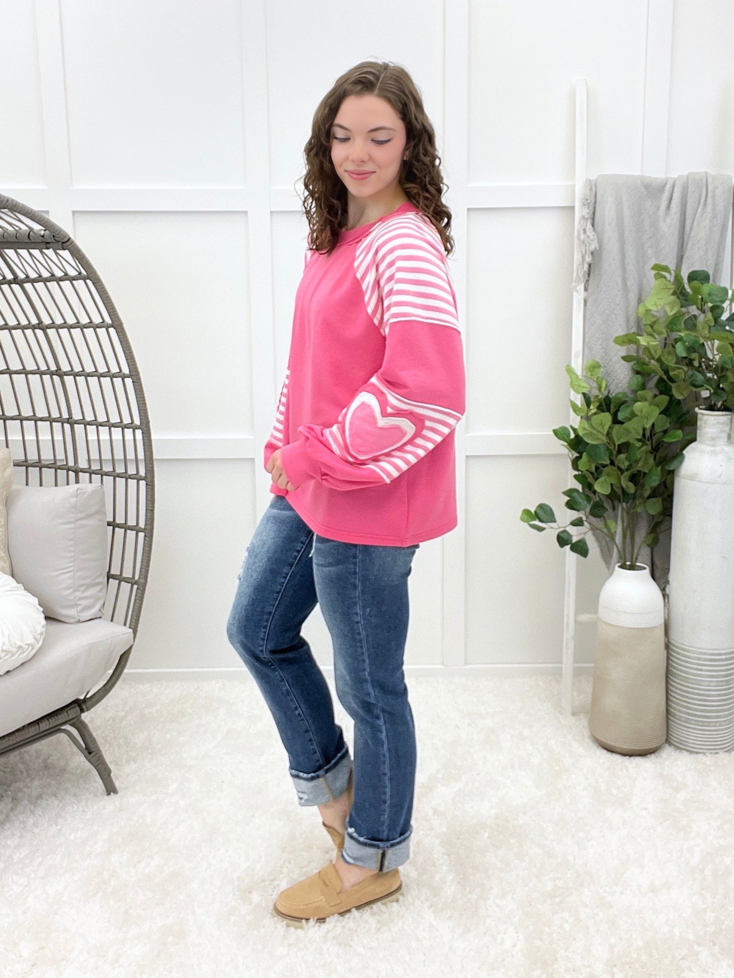 Pink Horizon Heart-sleeve Top
