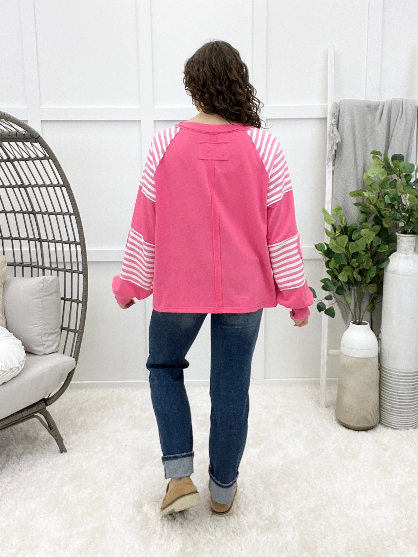 Pink Horizon Heart-sleeve Top