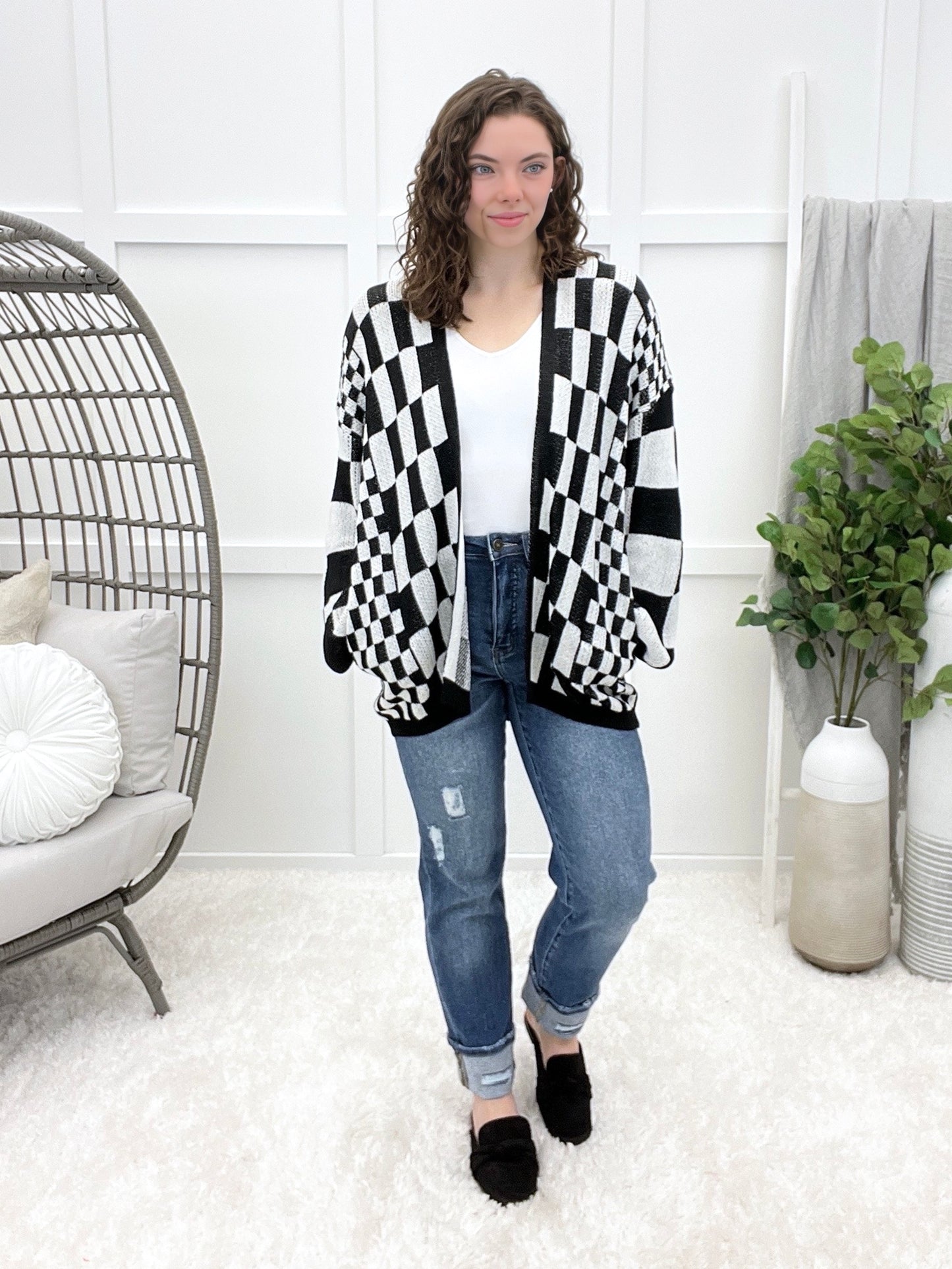 Checked Out Cardigan