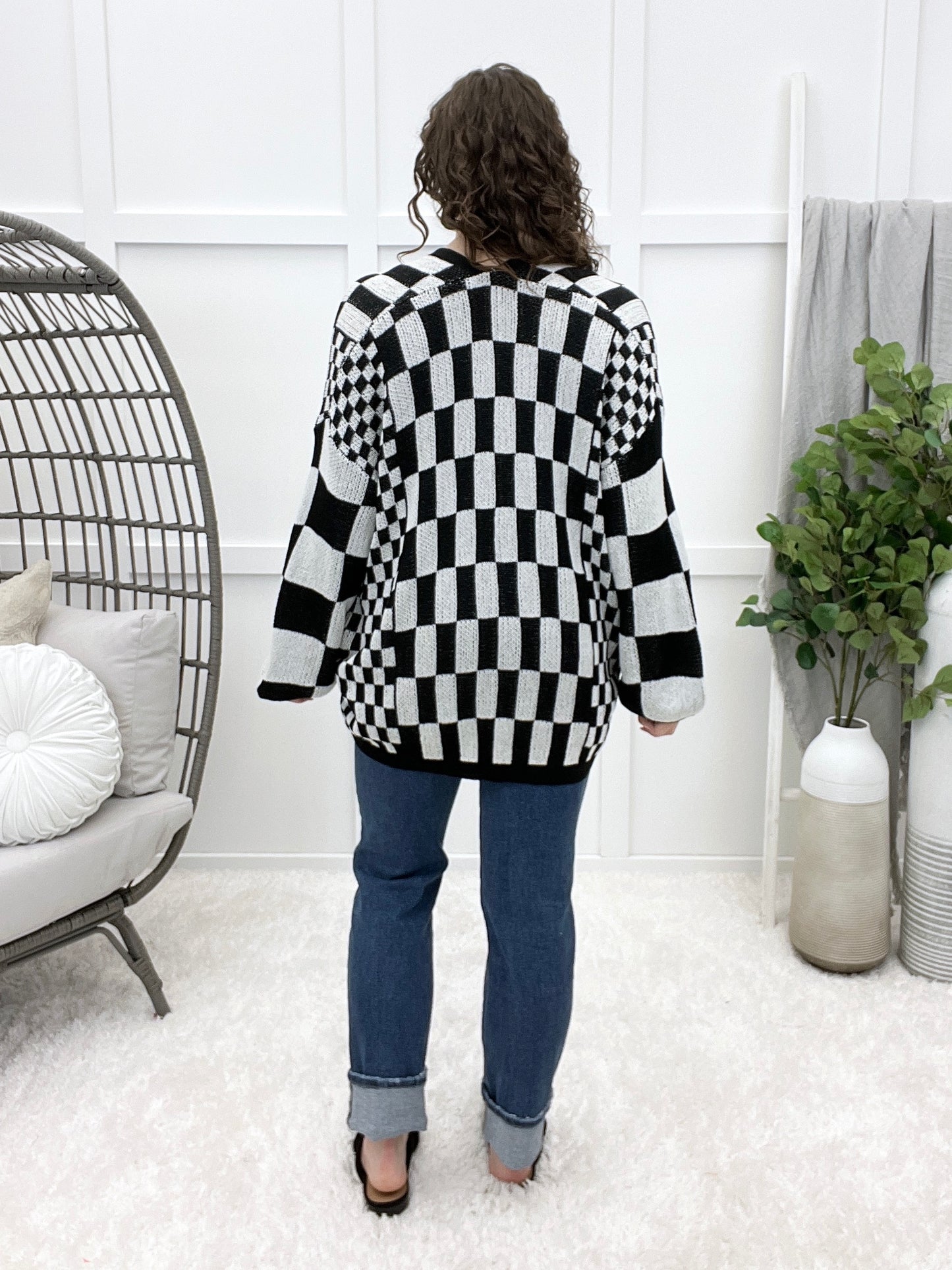 Checked Out Cardigan