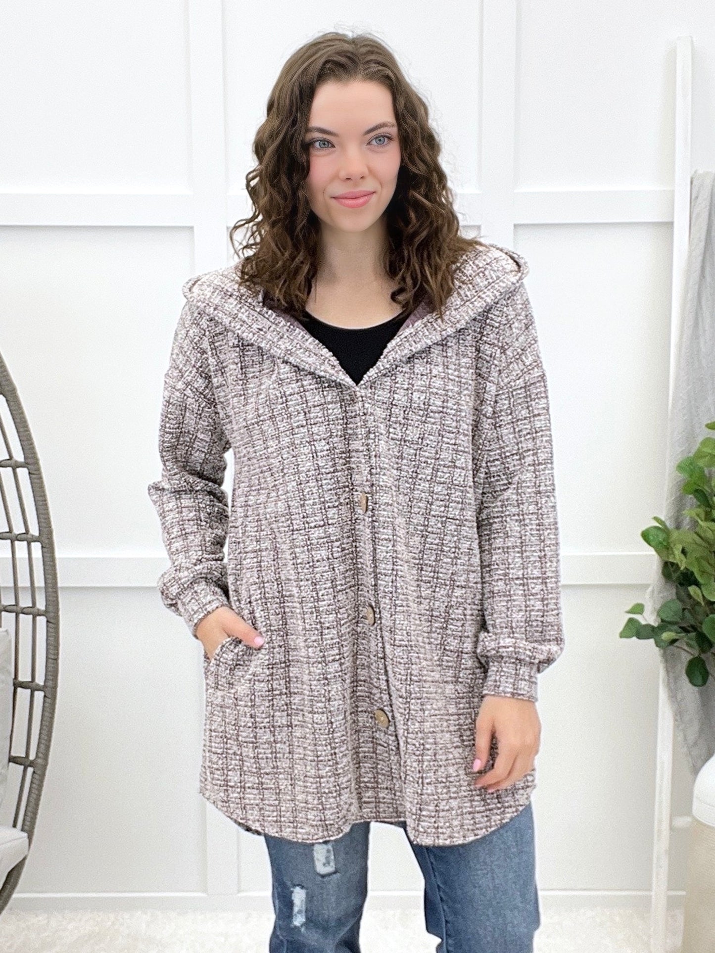 Love Over Fear Hooded Button-up Cardigan