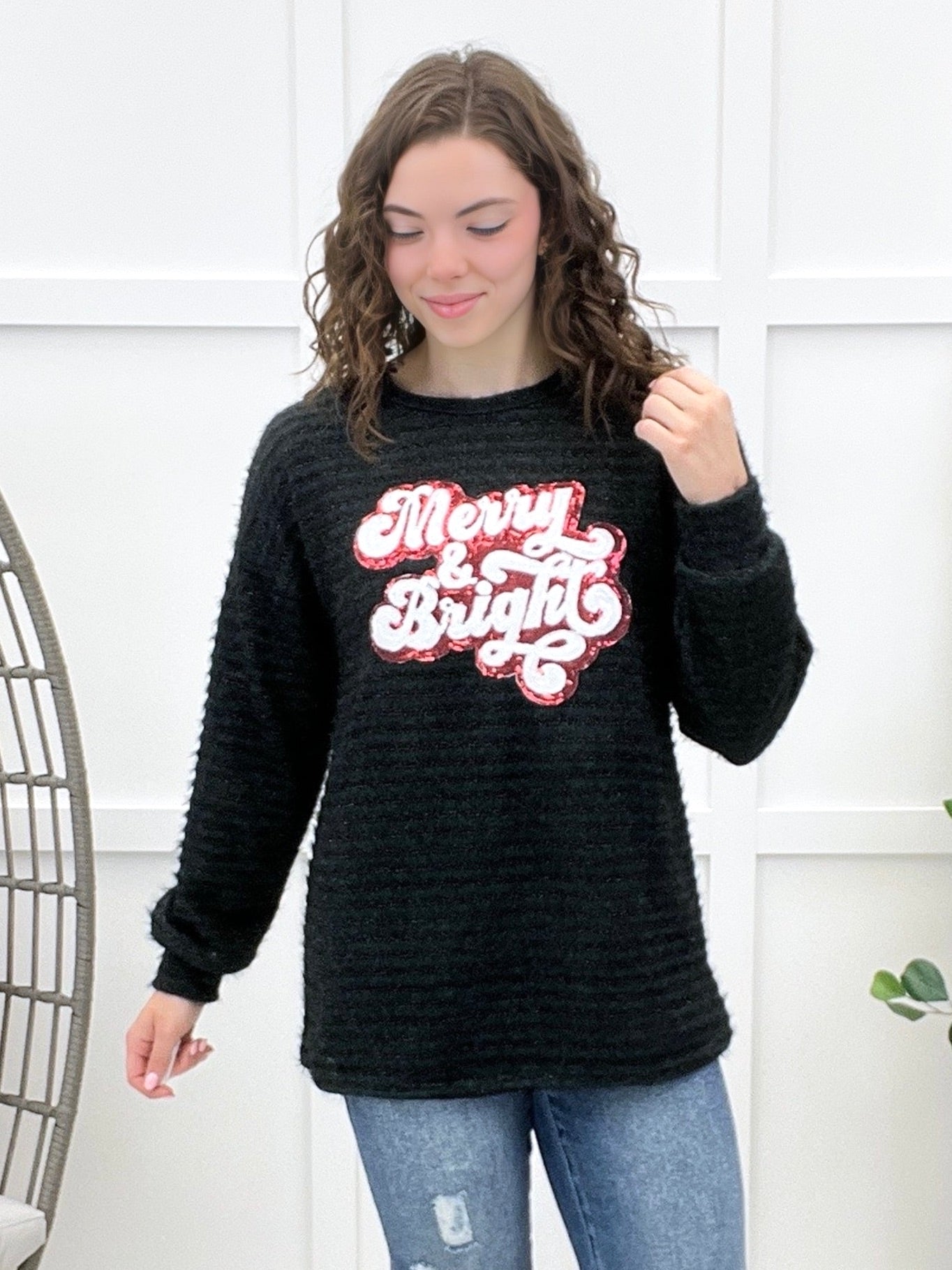 Holiday Greetings Sequin Top