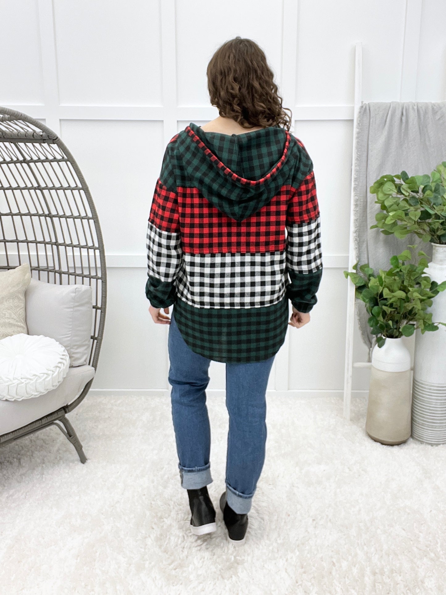 Cozy Plaid Hooded Top