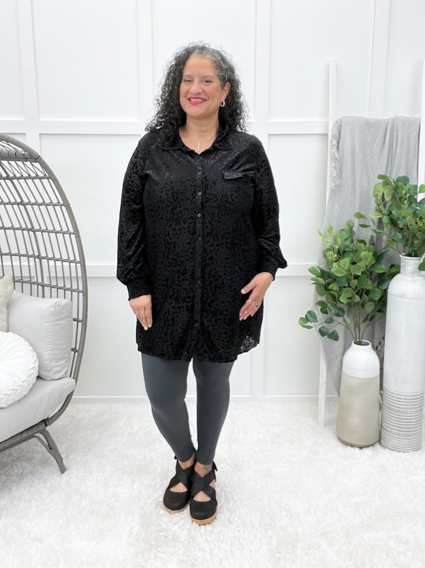 Wild In My Eyes Button-up Tunic Top