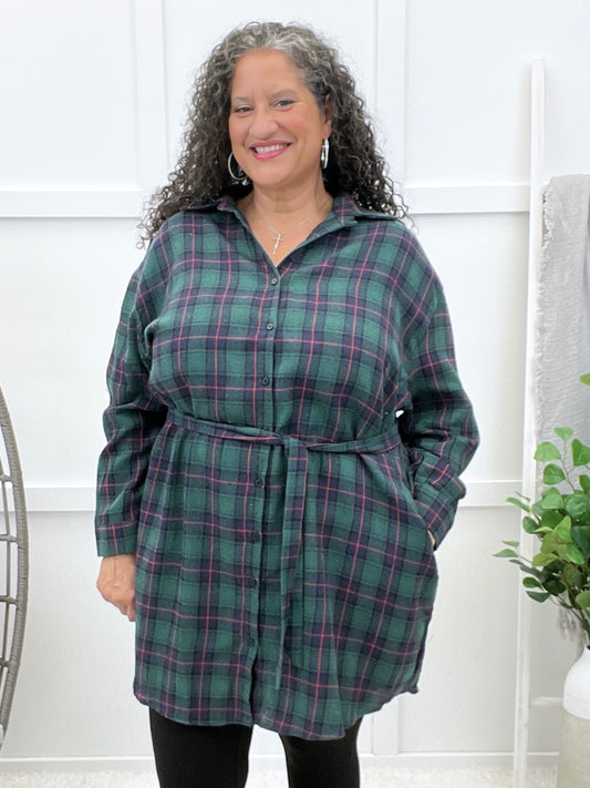 Plaid Perfection Button-up Tunic Top