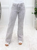 The Ava From Saige Tummy Control Straight Leg Jeans - Silver Grey