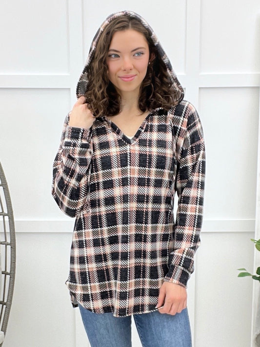 The Comfy Plaid Hooded Top
