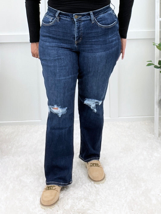 Hailey High Rise Dark Wash Wide Leg Jeans