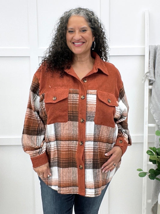 Pretty In Plaid Shacket - Brown