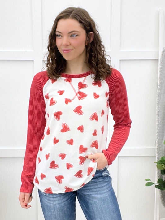 Be Mine Top - Ivory/Red