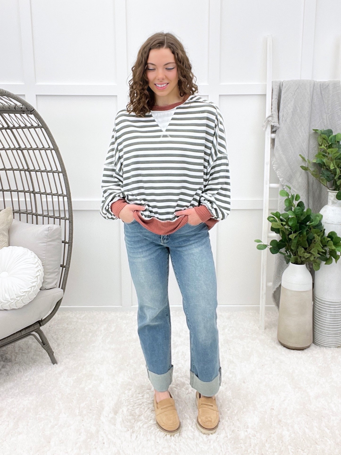 You're So Fine Top - Olive/Rust