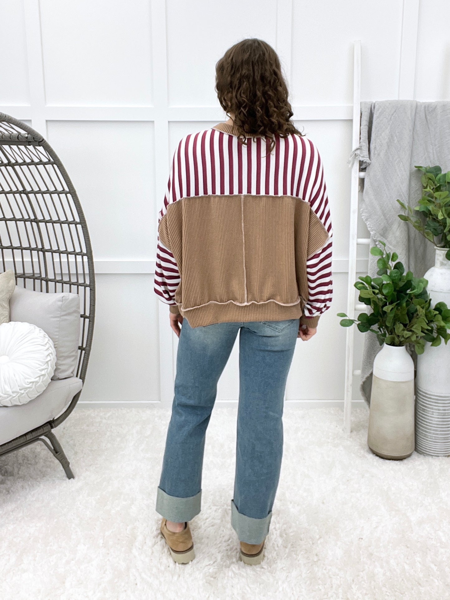 You're So Fine Top - Burgundy/Taupe