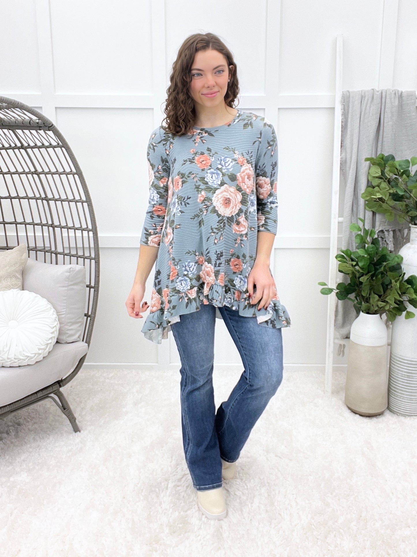 Maybe Tomorrow Top - Indigo Floral