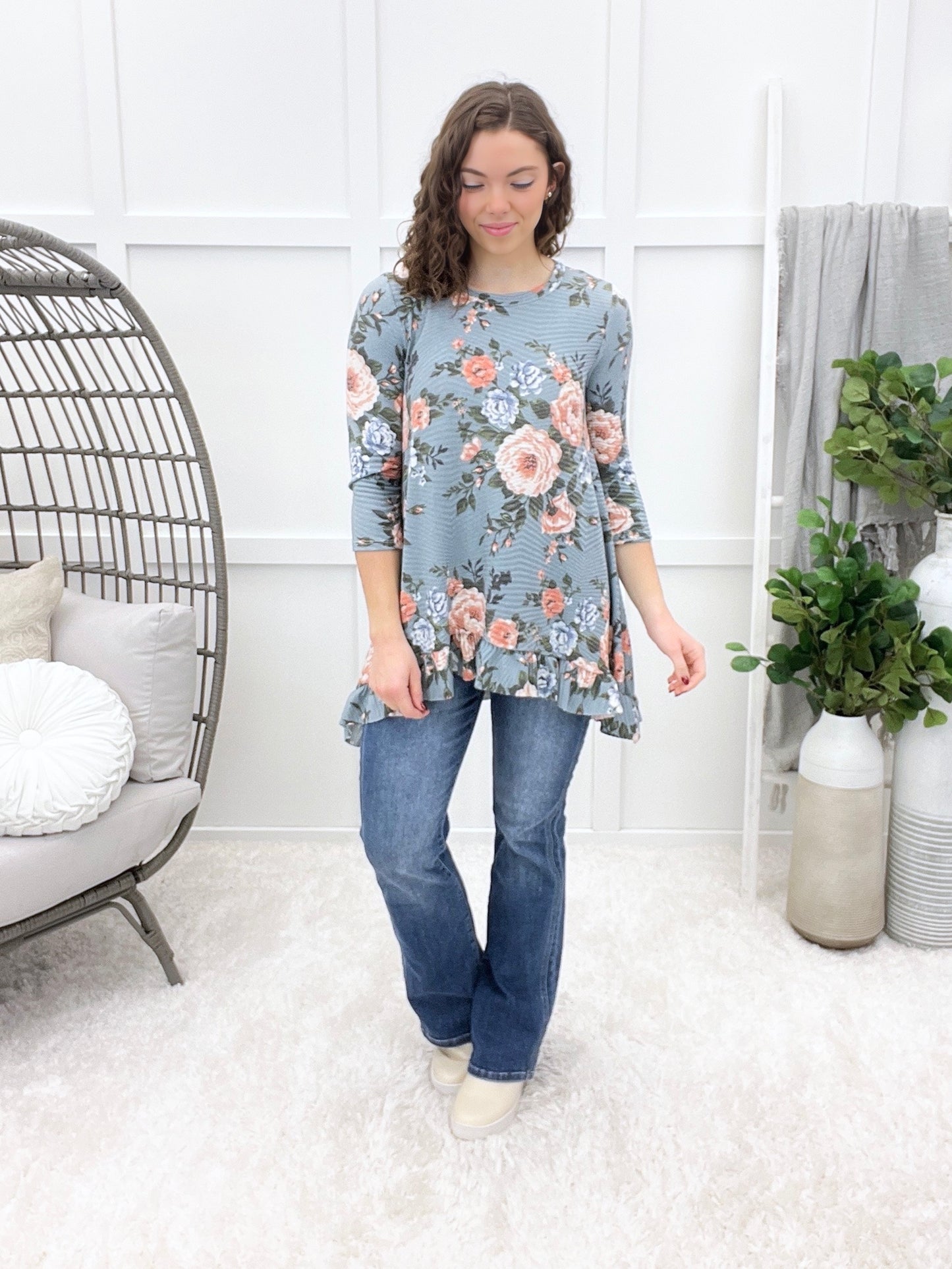 Maybe Tomorrow Top - Indigo Floral