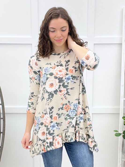 Maybe Tomorrow Top - Taupe Floral