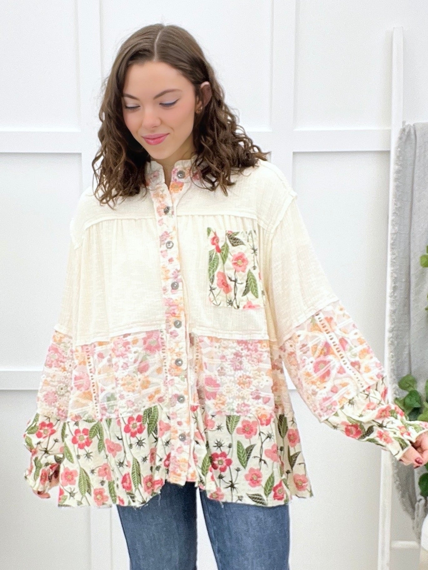 Reach For The Sky Button-up Top - Ivory