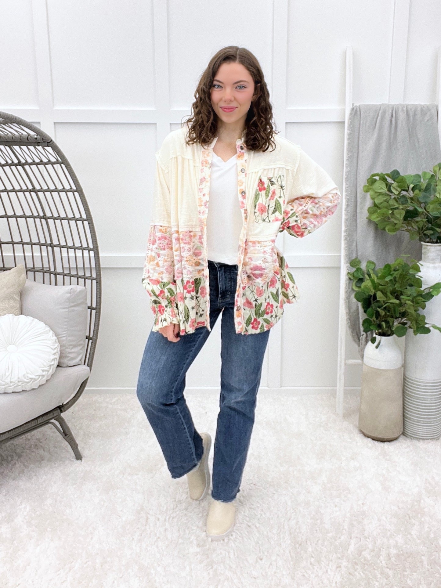 Reach For The Sky Button-up Top - Ivory