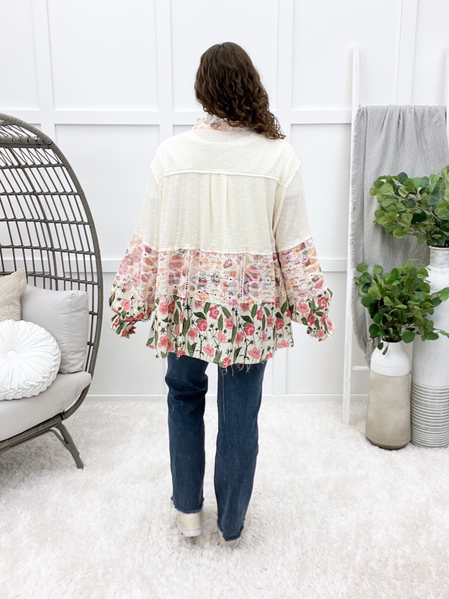 Reach For The Sky Button-up Top - Ivory