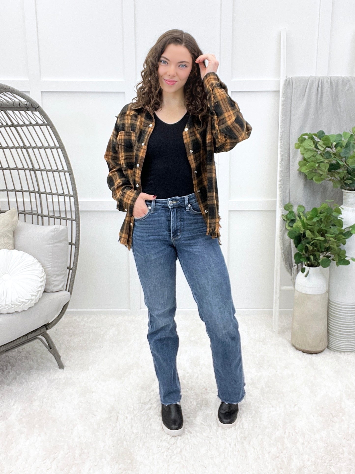 Keep You Waiting Button-up Top - Brown