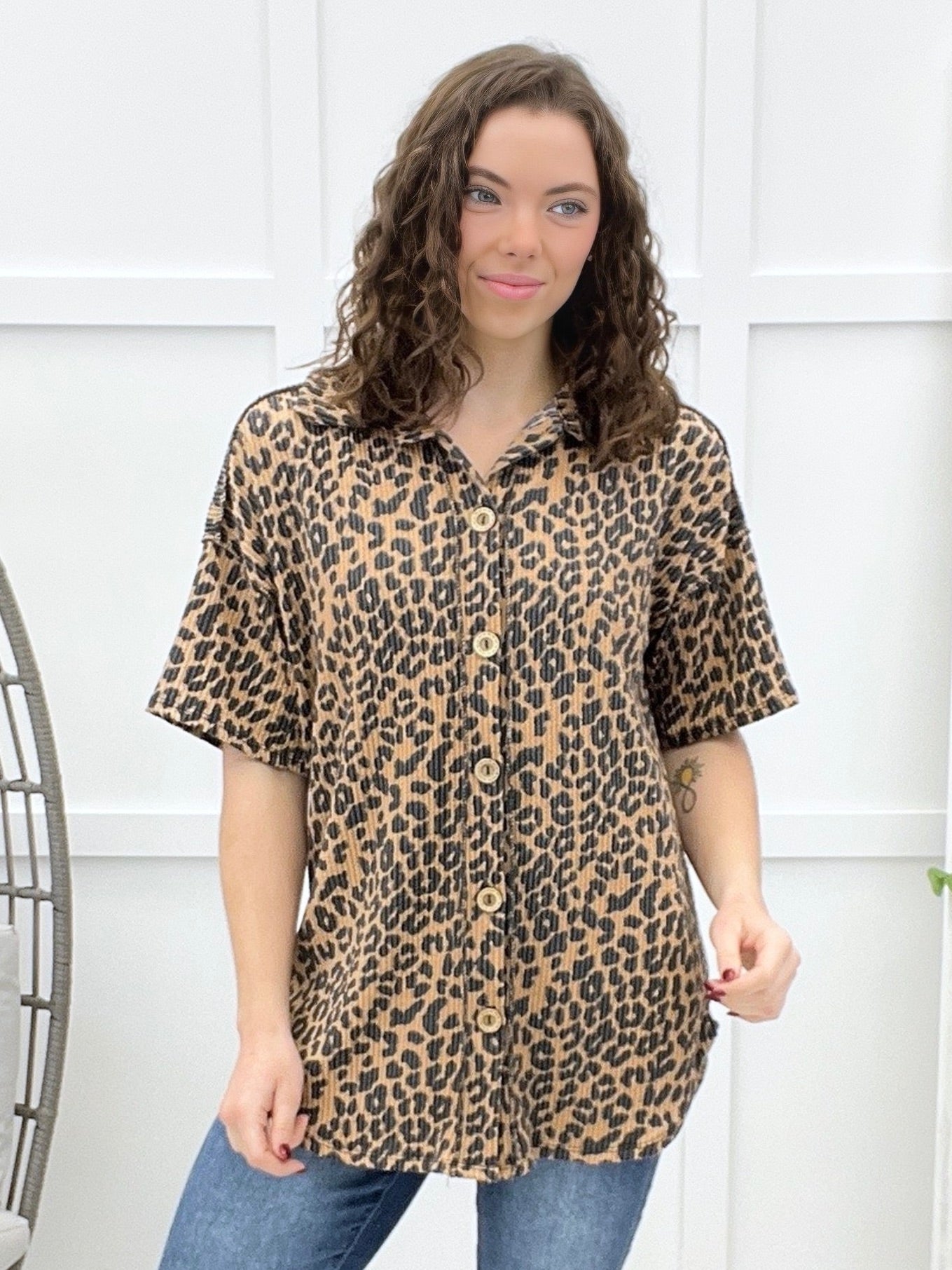 Timeless Charm Button-up Top - Camel