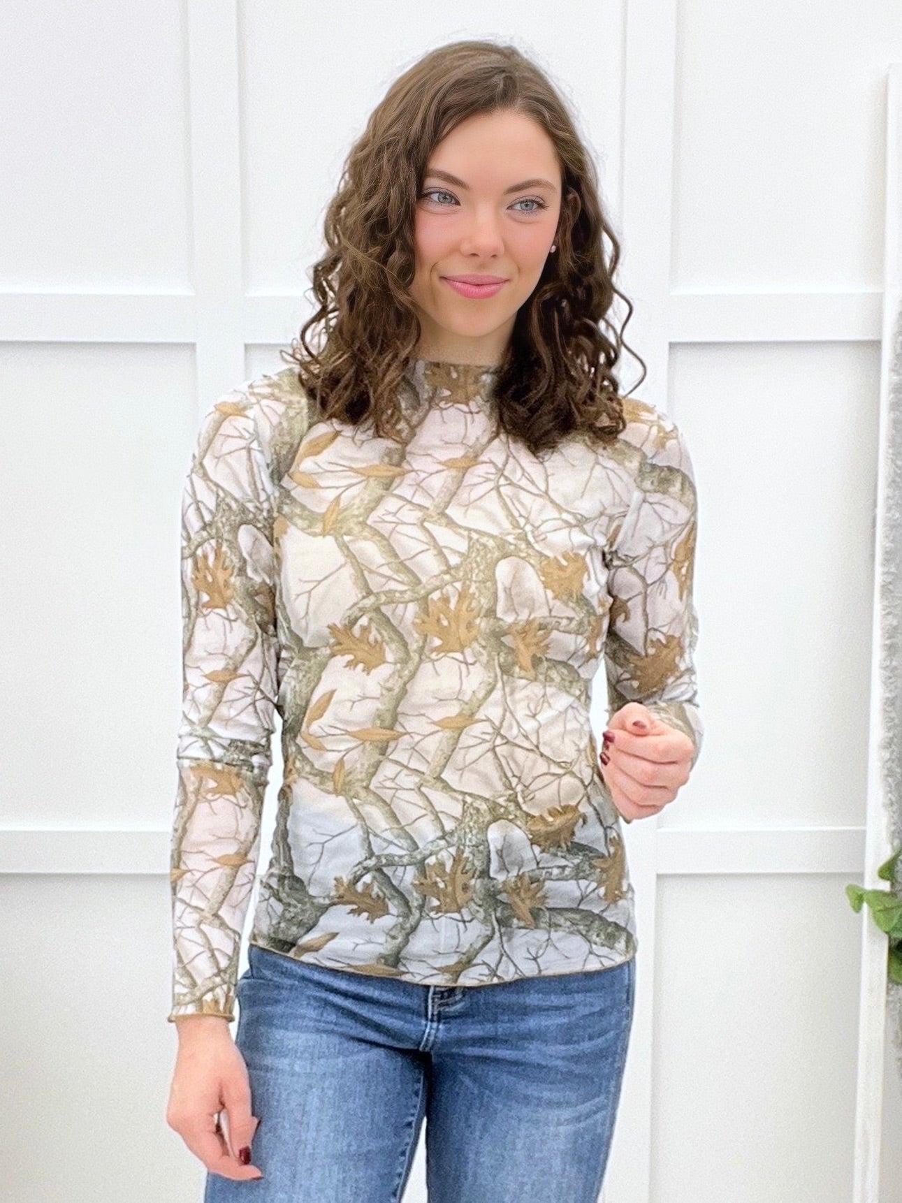 Seeing Through Me Mesh Top - White Camo