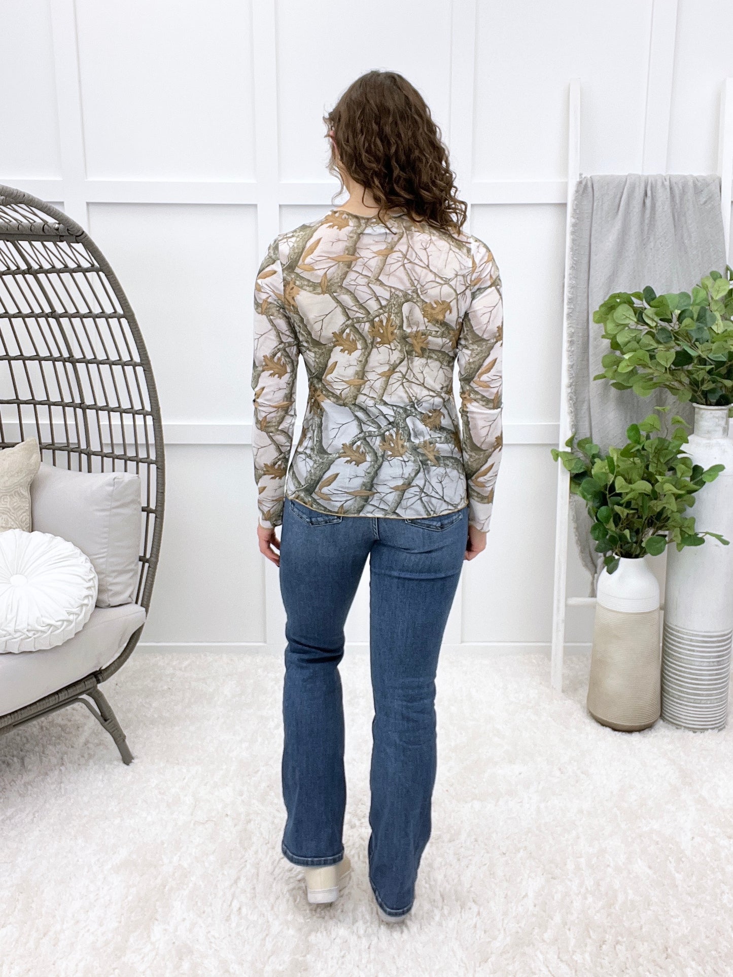 Seeing Through Me Mesh Top - White Camo