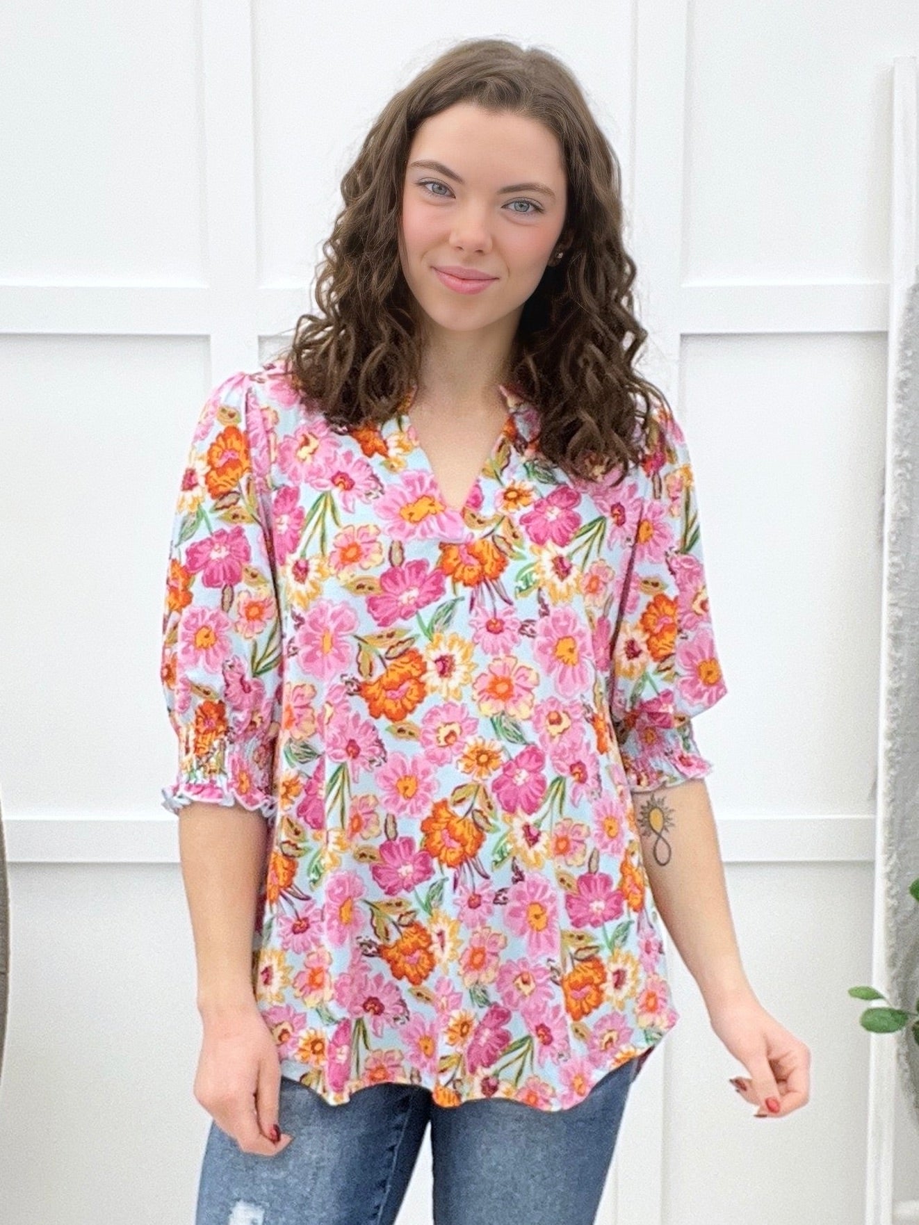 Dear Scarlett Glad To See You Lizzy Smocked Top