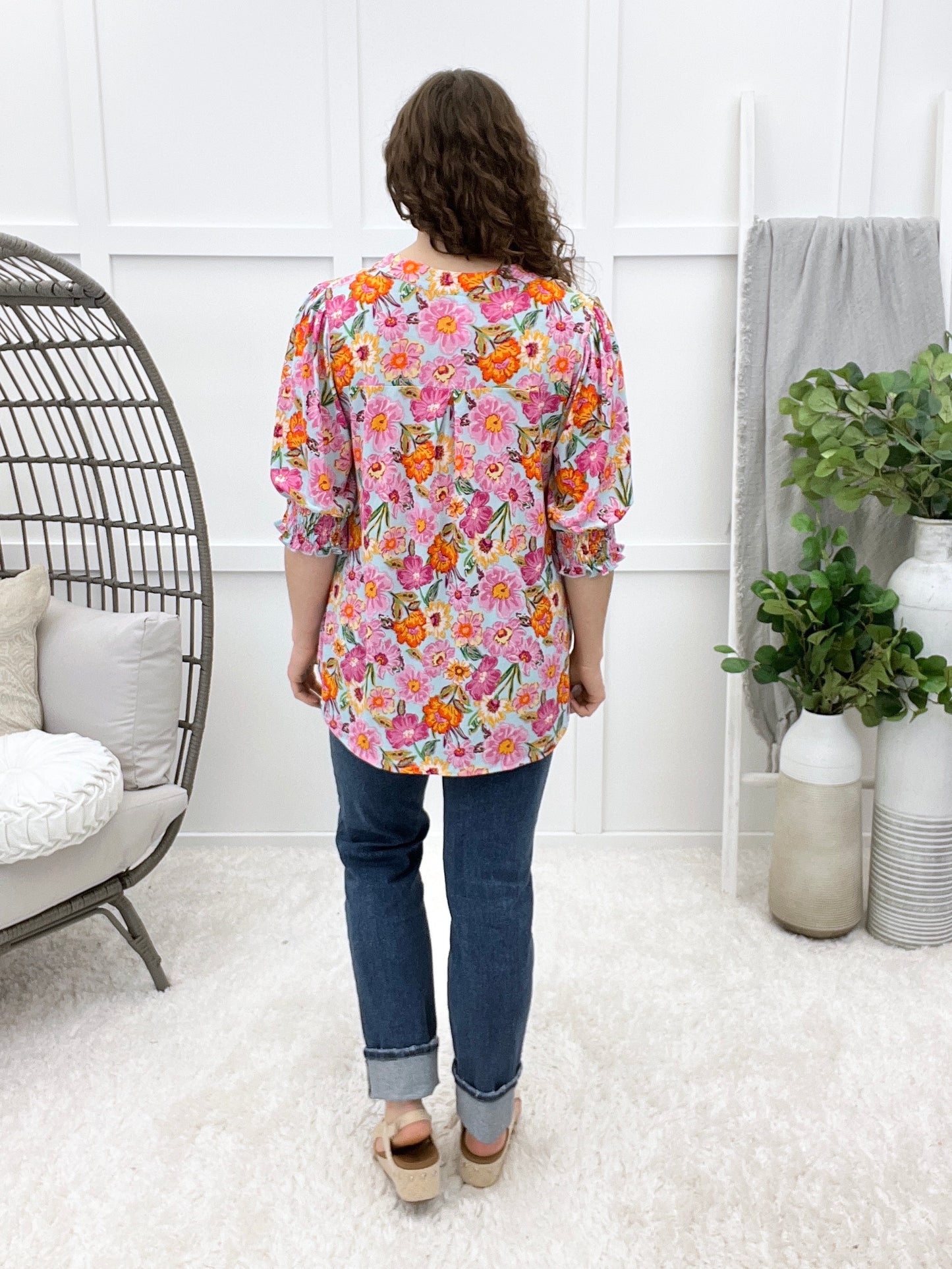 Dear Scarlett Glad To See You Lizzy Smocked Top