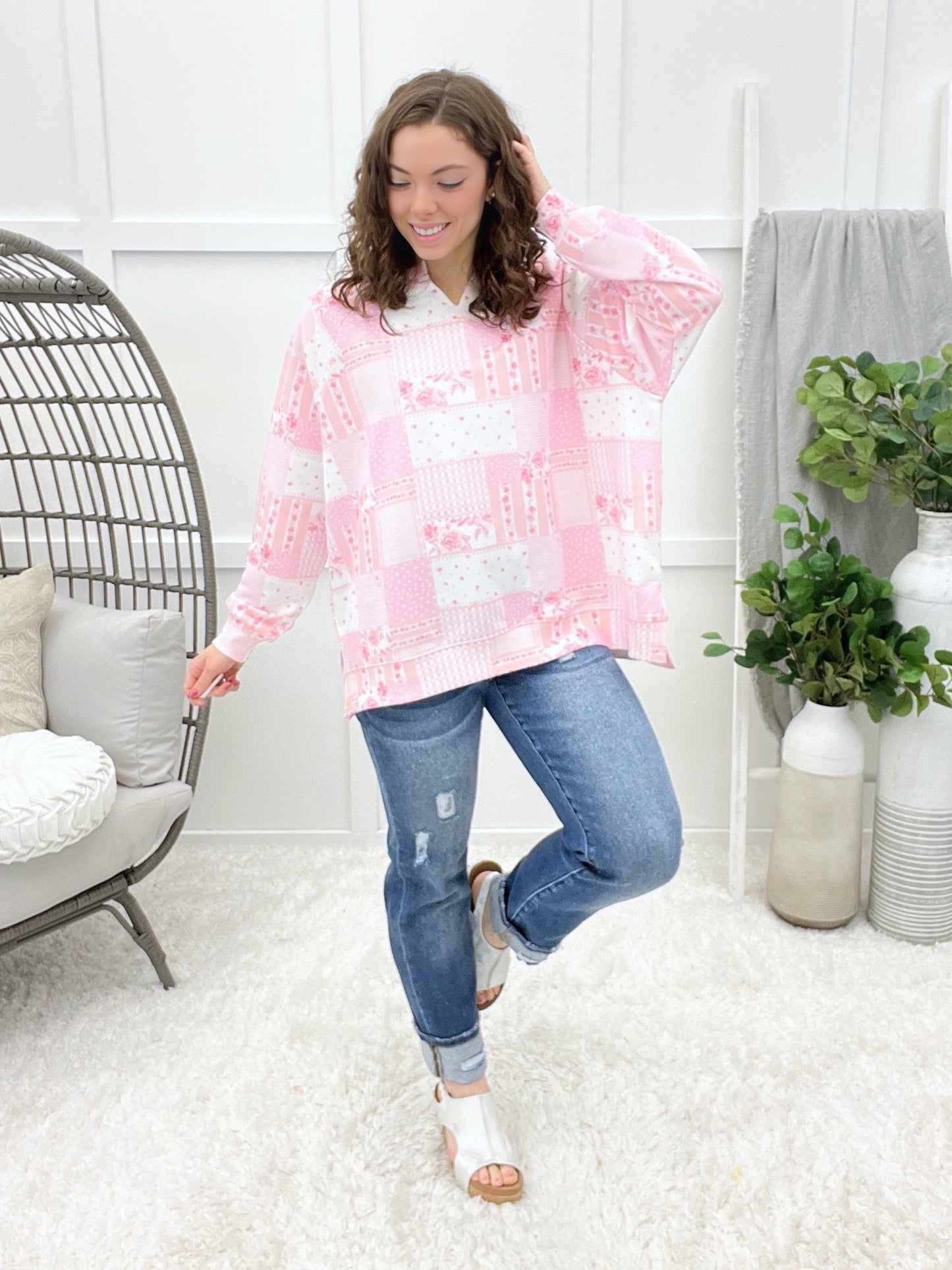 Blush Patchwork Pullover