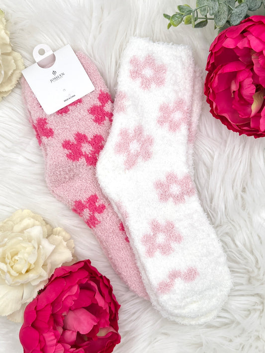 Warm Coral Fleece Plush Daisy Fuzzy Socks